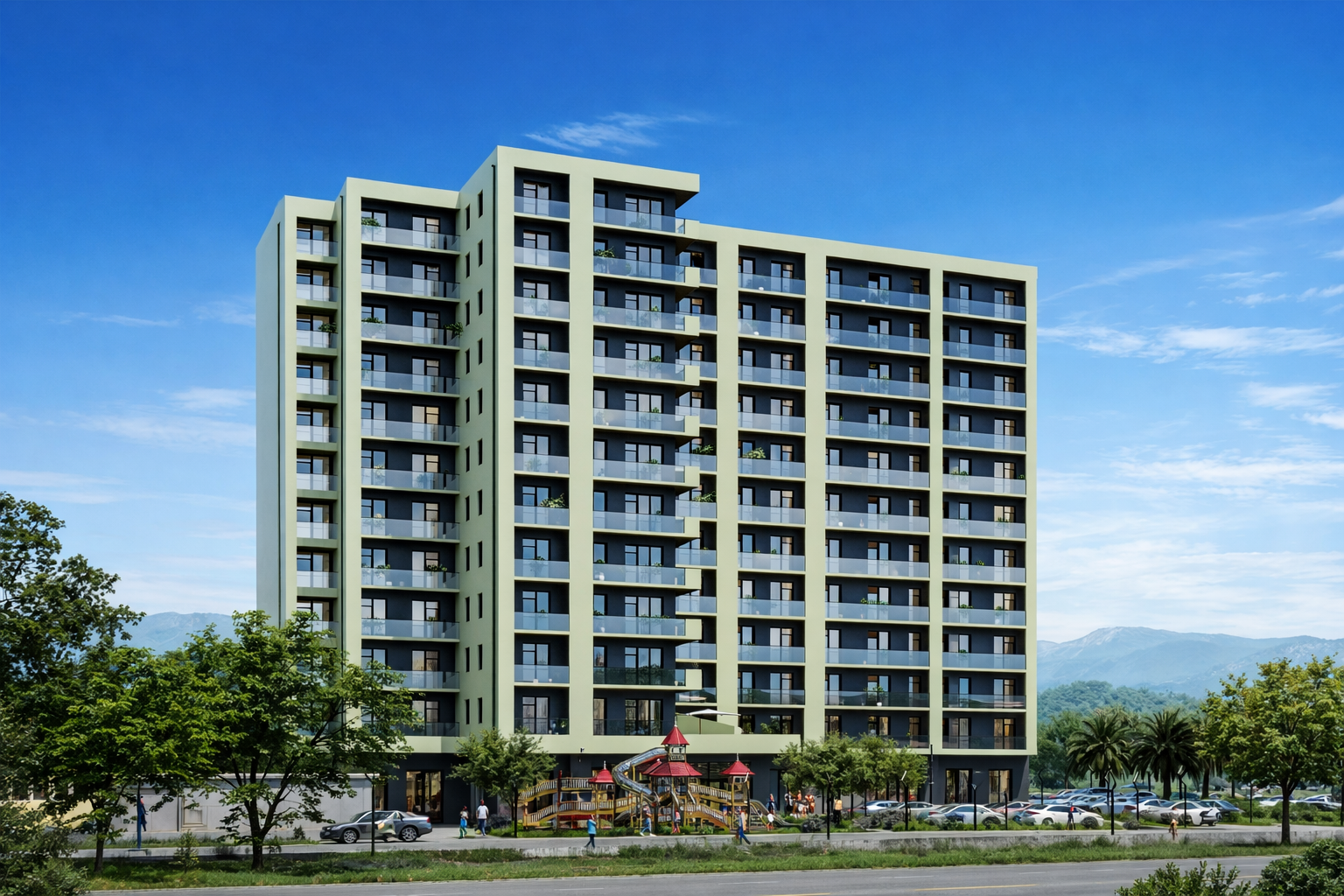 Green House Towers Block A - Georgia, Rustavi city, 11th microdistrict, opposite the rugby stadium